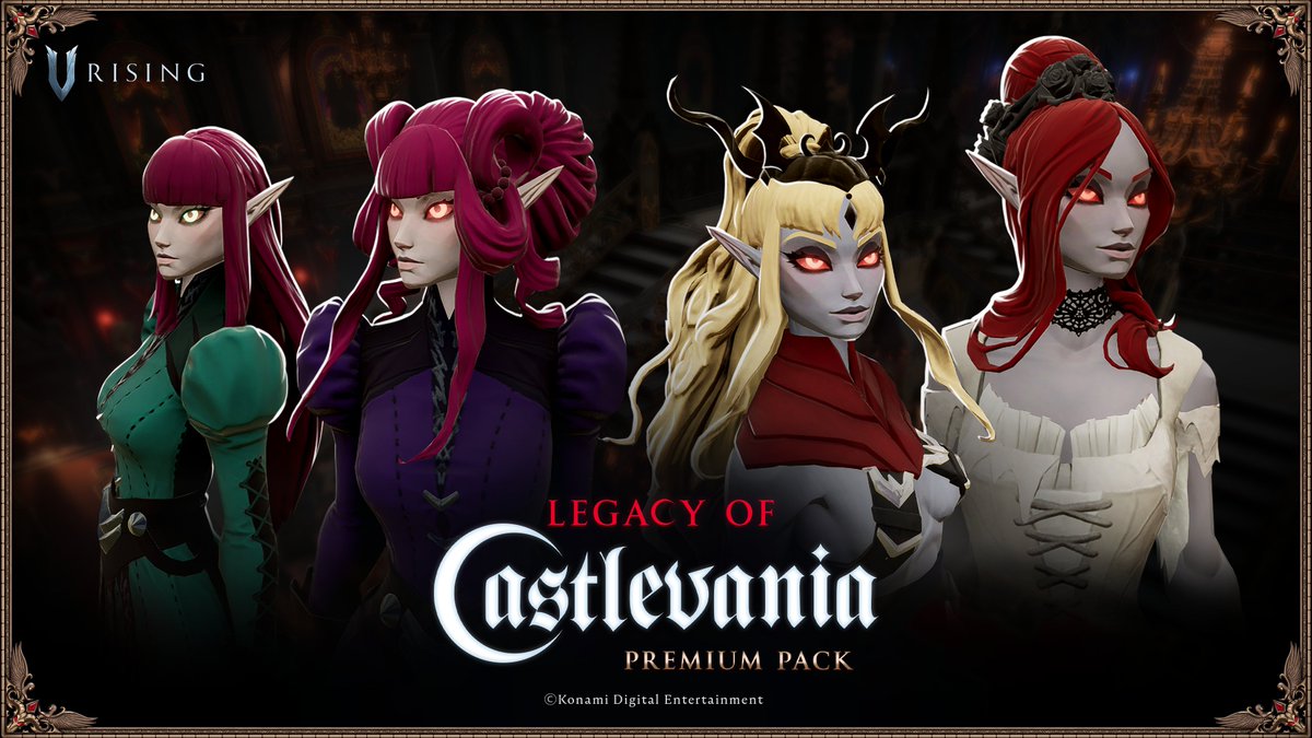 4 new hairstyles awaits you in the Legacy of Castlevania Premium Pack!

Can you name them all?

Wishlist the DLC! store.steampowered.com/app/2833600/
Wishlist V Rising for PS5: playstation.com/games/v-rising/

#VRising #Castlevania