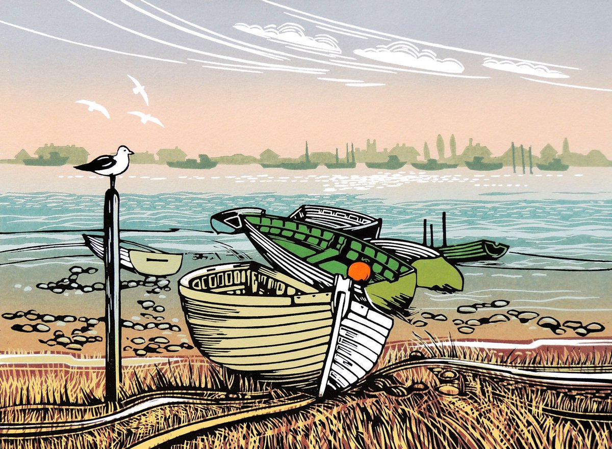 southwold_art's tweet photo. Let Suffolk's shores inspire your inner artist, Escape to the coast one painting at a time. #Linoart #suffolkart #inspirationalart #inspiredbysuffolk #seasideescape #coastalpaintings #seashores #boatart #artinsuffolk #suffolkgallery #artbythesea https://t.co/zyaj2DKQa5