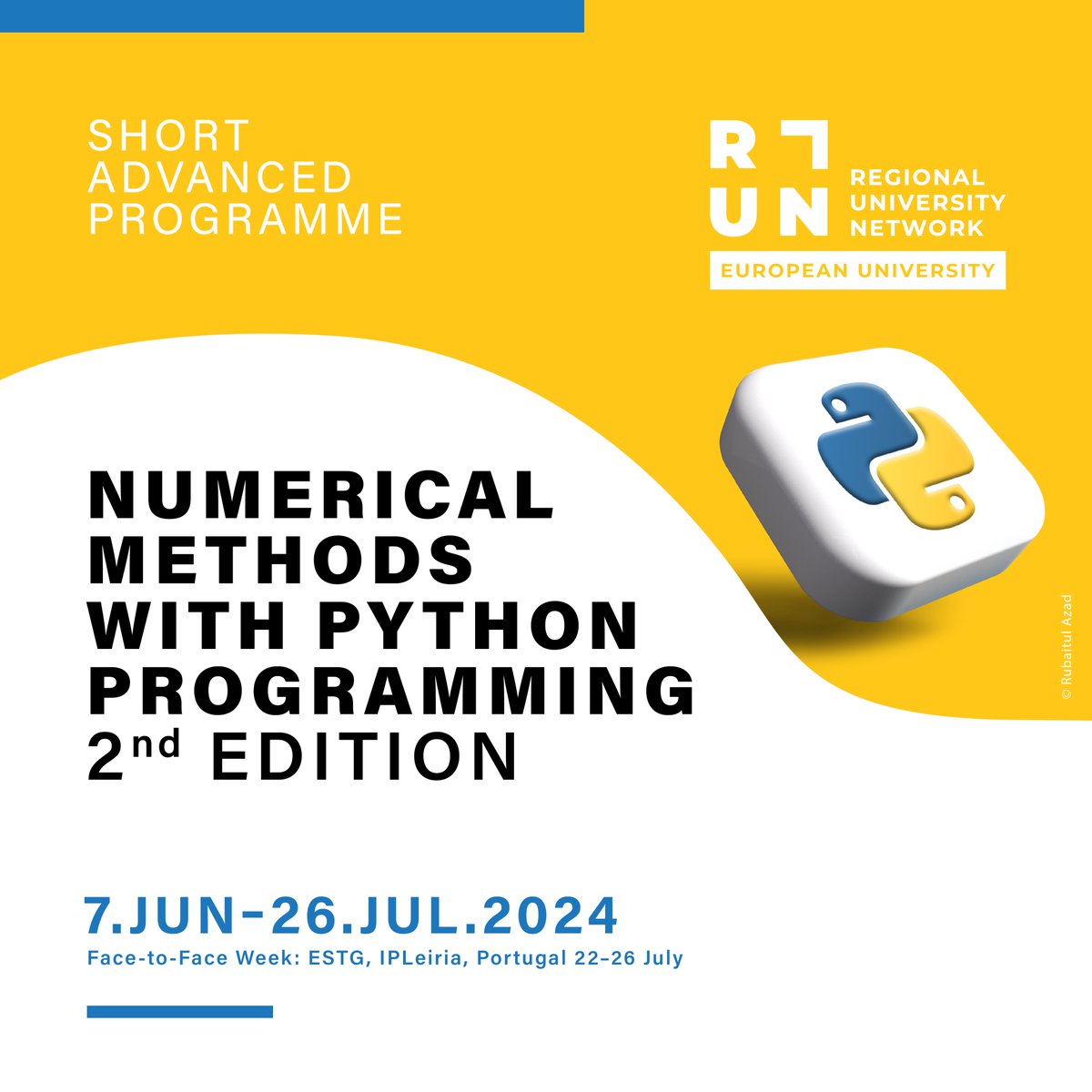 🛠️ Interested in gaining skills in fundamental numerical analysis, problem-solving and engineering applications? Short Advanced Programme NUMERICAL METHODS WITH PYTHON PROGRAMMING 7 June – 26 July 2024 APPLY BY 14 MAY +INFO: bit.ly/SAP_Numerical_… #run_eu #run_eu_sap