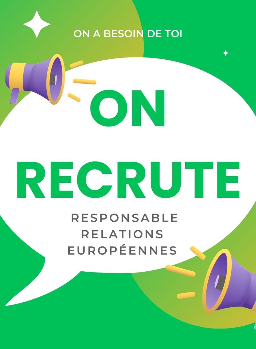 🤗Nous recrutons un.e responsable des relations européennes! 🇪🇺 Tu as envie de développer tes compétences en gestion de projets, de travailler avec une équipe super motivée ? 🌍 N'hésite pas à candidater avant le 28 avril : docs.google.com/forms/d/e/1FAI…