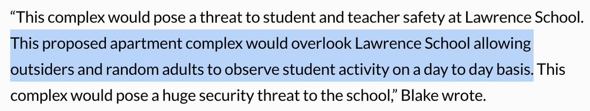 'You can't build near a school, because residents of a new apartment complex would be able to see that school' is an actual argument advanced against housing construction. courant.com/2024/04/21/aft…