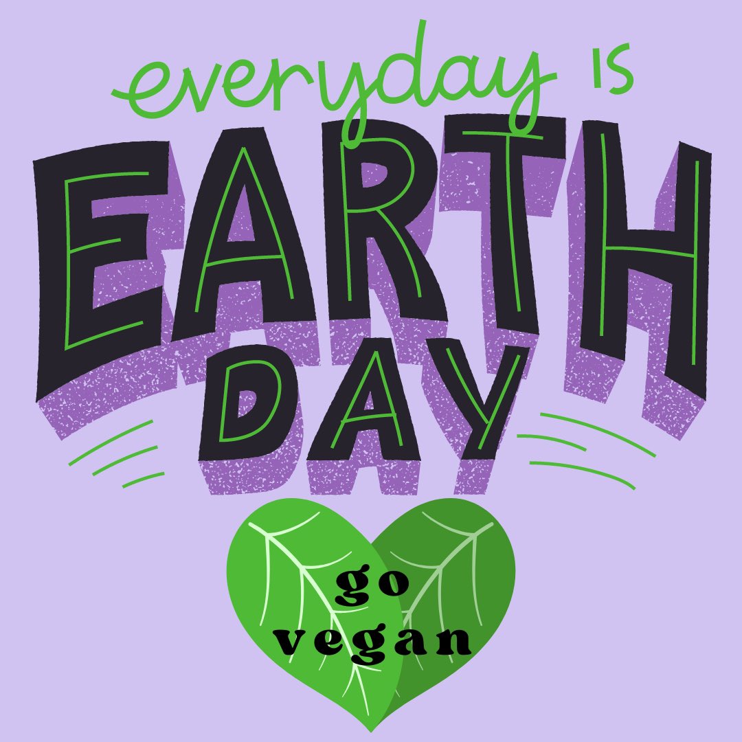 We support @peta ‘s #VeganForEarthDay - a global shift toward vegan eating is vital to combat the worst effects of the climate catastrophe, and a University of Oxford study found that cutting meat and dairy from our diets could reduce our food-related carbon footprint by 2/3.