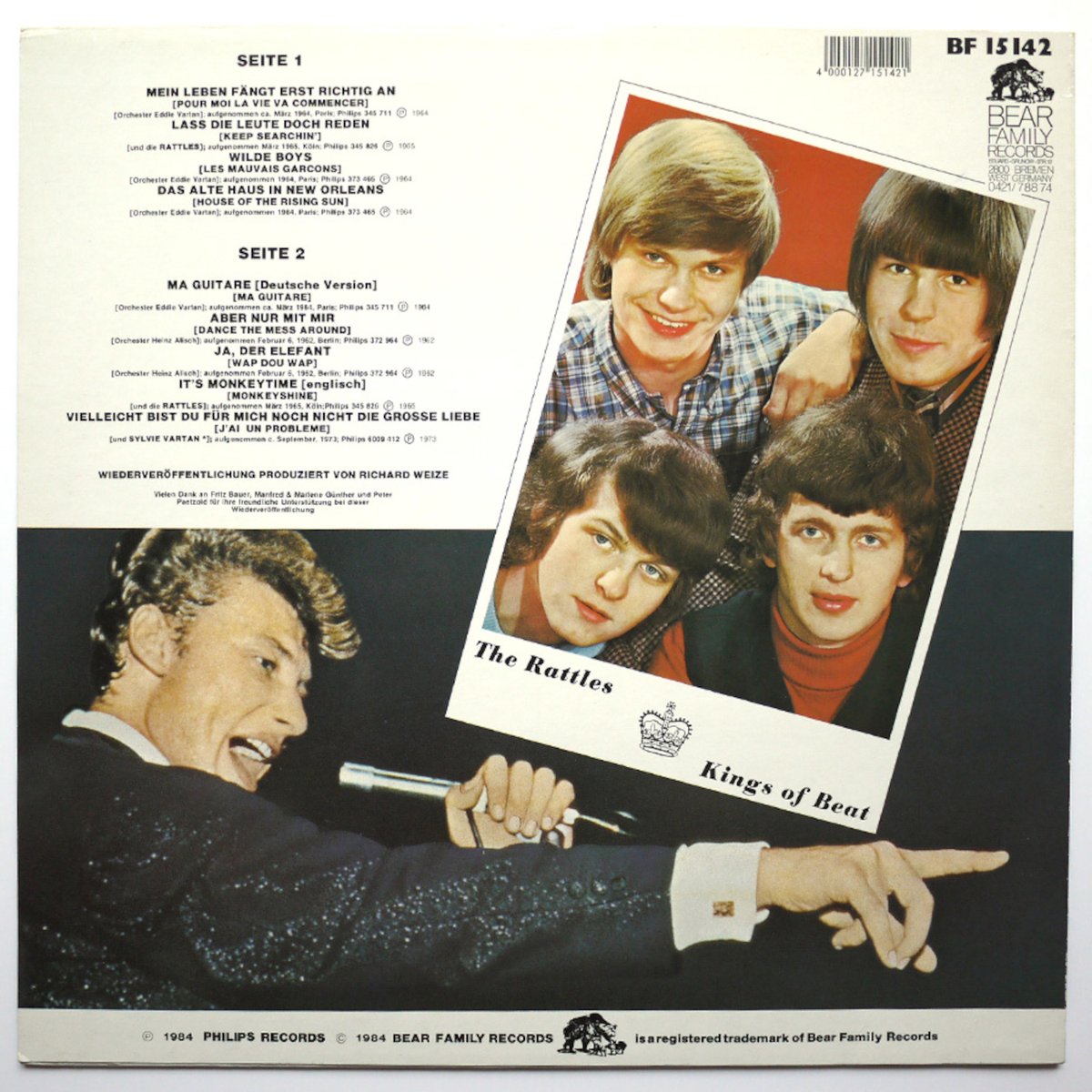 TRIFFT DIE RATTLES( 1984)   “ ALLEMAGNE “
33T 30cm LP Philips Ref: BF 15142 – Pressage Allemand

#johnnyhallyday