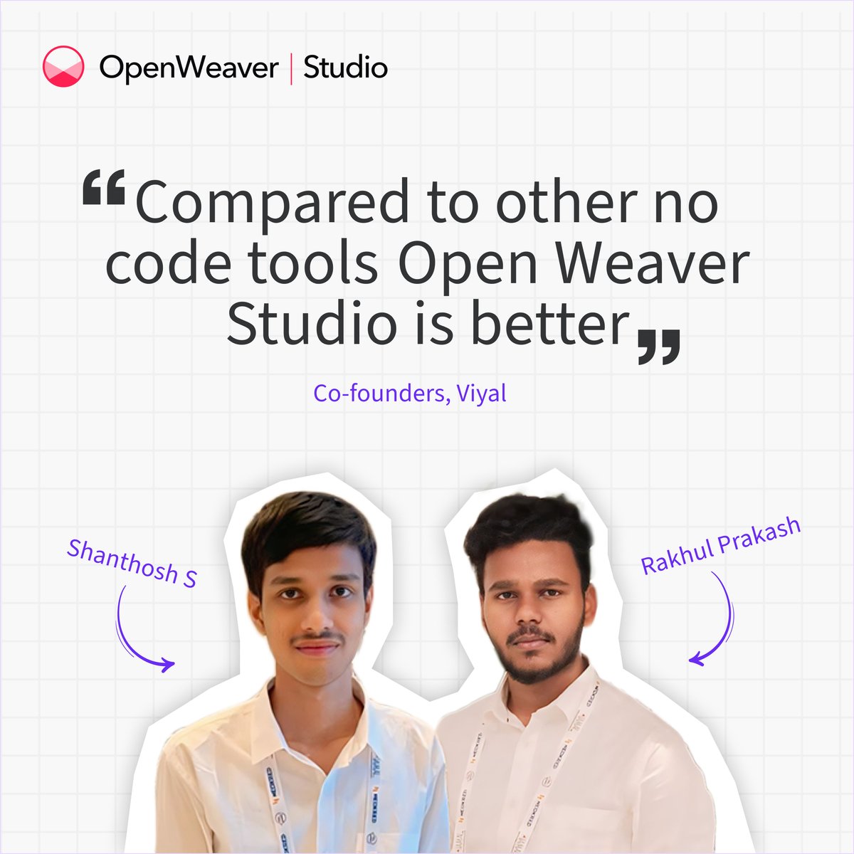 Meet Santhosh and Rakhul, together, they co-founded Viyal, an #ecommerce platform targeted at MSMEs. Explore how #OpenWeaverStudio empowers us to bring our vision to life without the hassle of coding. openweaver.com/?utm_id=organi…. #BuiltonStudio #RealPeopleRealApps #Studio #NoCode