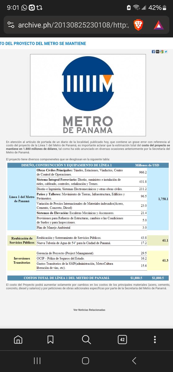 @angel07sa @thaisilean Tomemos como ejemplo el metro de Panamá: nos costó 1800 millones, unos 112.5 millones por km, la media de la cosntruccion de los metros en diferentes parte del mundo son 41.3 millones de EUROS por km. Nos robaron!!! Eso sin hablar de los llave en mano de los MINSA CAPSIS.