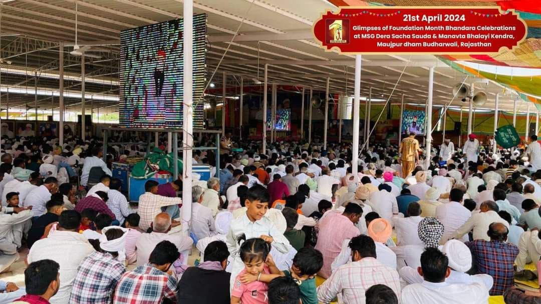 On the inspiration of #SaintDrMSGInsan in connection with the establishment of #DeraSachaSauda , the month of April is being #SpiritualCelebration with great fanfare. Yesterday, #FoundationMonthBhandara was celebrated with great pomp in Rajasthan.