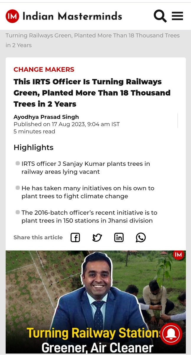 Sanjay_IRTS's tweet image. 18 thousand trees. But still short of 82 thousand trees. Plan is to grow 1 lakh in 5 years with 80% survival rates !!!