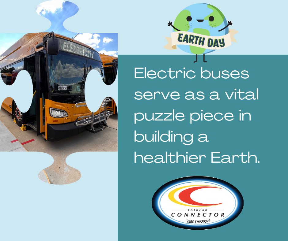 🔋🚍Electric buses serve as a vital puzzle piece in building a healthier Earth by addressing air pollution, noise pollution, public health concerns, climate change, and promoting sustainable transportation practices. #fairfaxconnector #electricbus