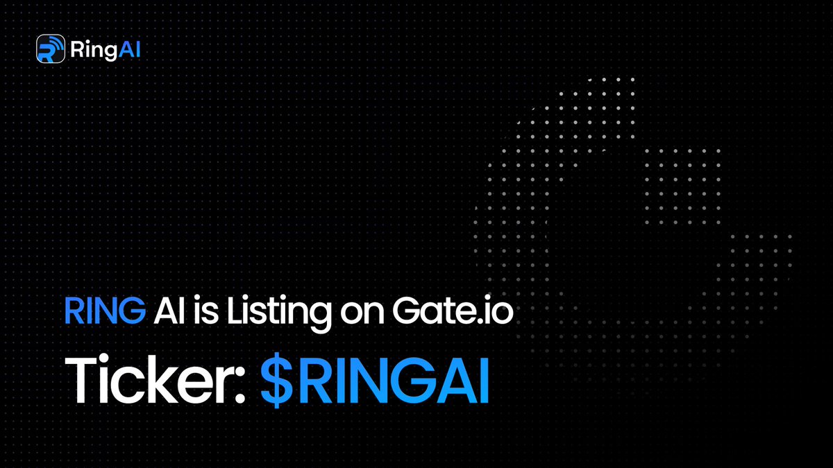 We're Ringing in our Next Exchange Listing! 📞 Ring AI will be listed on @gate_io under Ticker: $RINGAI on April 23rd at 13:30 UTC (9:30am EST).
