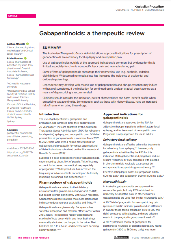 sefh_'s tweet photo. El uso de gabapentinoides fuera de indicaciones aprobadas es común, pero evidencia limitada

Además, precaución al prescribirlos fuera de ficha técnica por riesgos de efectos adversos graves, dependencia y abstinencia

📚Revisión @AustPrescriber https://t.co/qm1G3kyrM9 https://t.co/pOIuNyrXZk