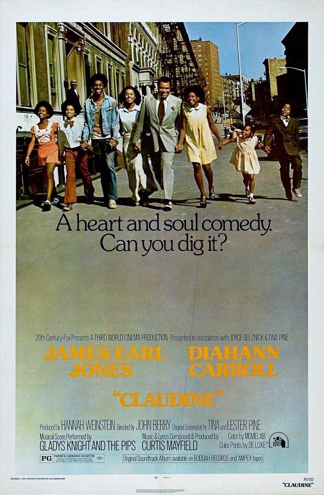 CLAUDINE, directed by Bronx-born blacklisted director John Berry, was released 50 years ago today. The cast: Diahann Carroll (nominated for an Oscar), James Earl Jones, Lawrence Hilton-Jacobs, Tamu Blackwell, and Roxie Roker. Music by Curtis Mayfield.