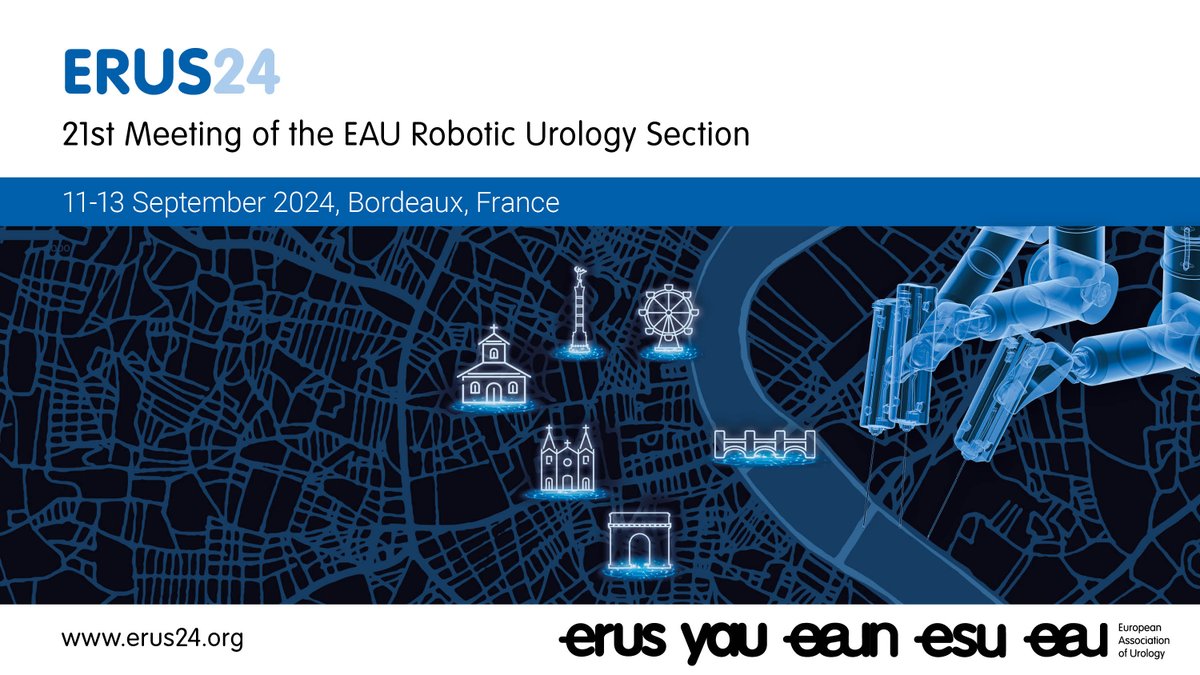 Abstract submission is currently open for #ERUS24, the 21st Meeting of the EAU Robotic Urology Section to be held in Bordeaux, France on 11-13 September. Submit your latest research by 14 June! erus.uroweb.org/scientific-pro…