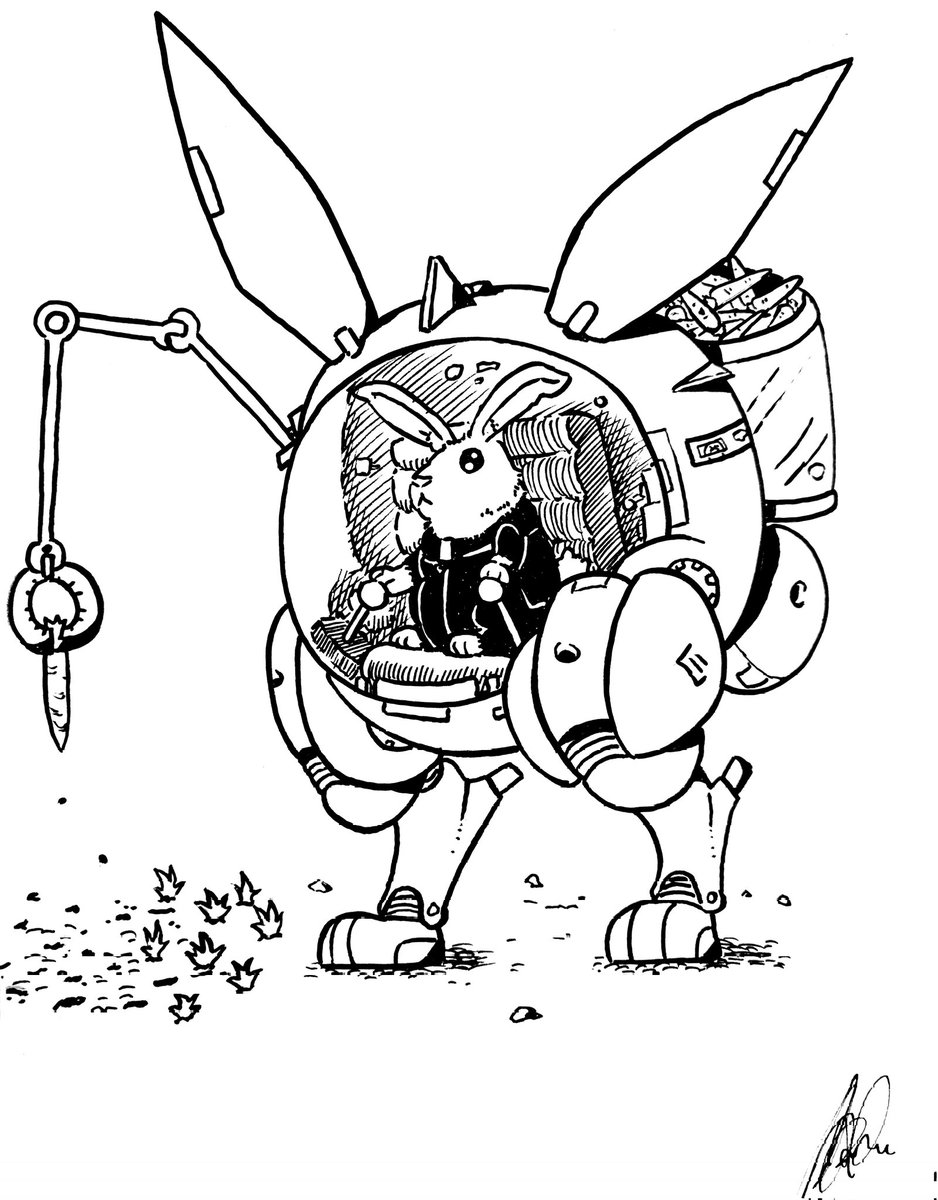 It took me a long time this time sorry!✨️ The work 💀
Robot bunny is here to harvest your carrots! Watch out!This is the last robot, come on, stop now 💀
#freespace #bunny #robot  #drawings #sketch #myart #mangaart #art #artist