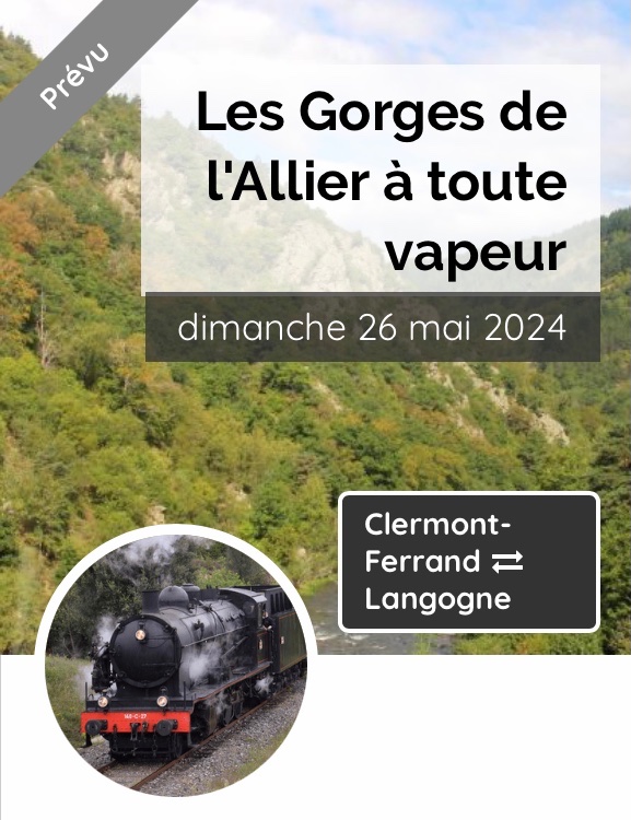 @tmt_mgt Reprise des circulations 🚆 Clermont-Ferrand ↔️ Nîmes @SNCFTERAURA & @lio_train_sncf samedi 25 mai 2024. Et sous réserve de confirmation, un voyage spécial 🚂 💨 Clermont-Ferrand ↔️ @LangogneOT est prévu le 26 mai pour fêter 🥳 ça❗️ Réservations à venir 👉trainvapeur-auvergne.com/programme-annu…