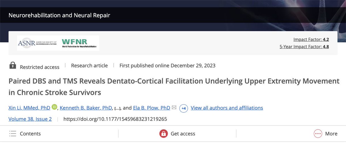 This recent study using paired #DBS and #TMS shows for the first time in humans the intrinsic excitatory properties of connections between the cerebellum and motor cortex, which could be a novel therapeutic target for #stroke motor recovery. journals.sagepub.com/doi/abs/10.117… #neurotwitter