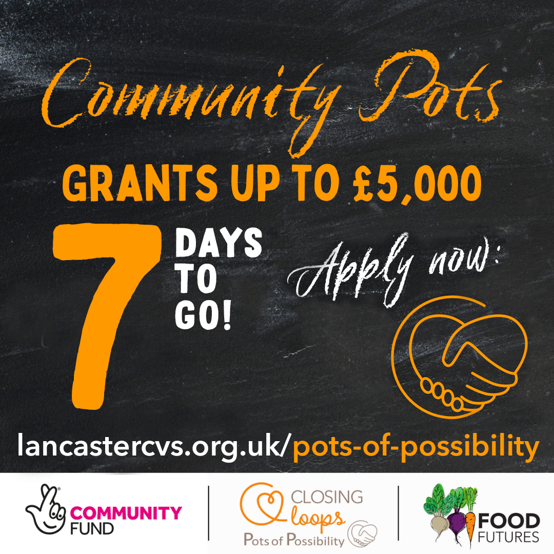 🚨Only 7 days left to apply! ⏰ A week today is the deadline to apply for #CommunityPots Round 2 funding! 🌱 Reduce waste, build resilience, and make a positive impact on our community! 💡💚 Apply by April 30th, 11:59pm! 👉 lancastercvs.org.uk/pots-of-possib… @FoodFuturesLanc