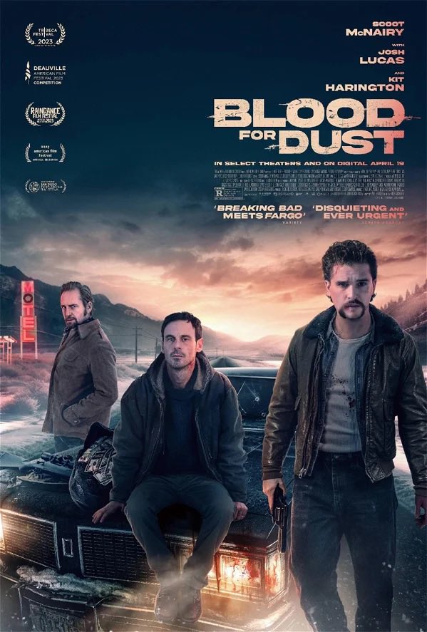 #BloodForDust Scoot McNairy and Kit Harrington are both terrific in this bleak, small town crime flick where nothing is as it seems and not a good person in sight… interesting screenplay, shootouts and supporting cast… this under the radar flick is now on VOD…