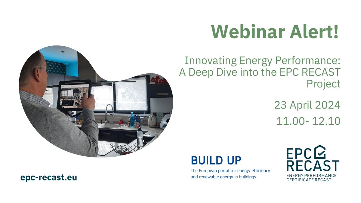 📅 Only one day left for our webinar hosted by @EU_BUILDUP: 'Innovating Energy Performance: A Deep Dive into the EPC RECAST Project'! Register now and don't miss this opportunity! #EPC #energy #energyefficiency #EU #EUfundedreasearch #Horizon2020 lnkd.in/dkkCf6Jc