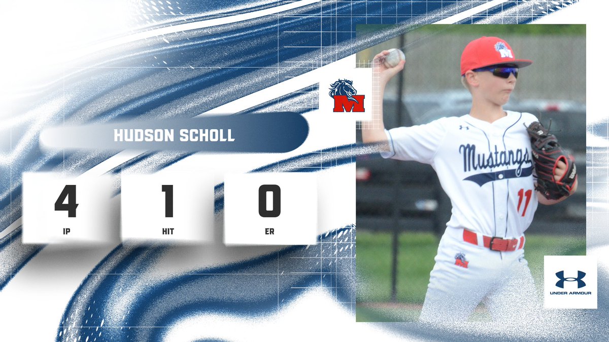 Quite the pitching and defensive performance with a perfect game through 3 1/3 and a 15-0 W. Hudson Scholl with the 1-hit CG on 39 pitches and no errors behind him.

Scholl 4 IP, 3 Ks, 1 H, 2-2
Banas 3-3, 2B
Countryman/Mitchell 2 RBIs/ea

<a href="/1MustangsNation/">Indiana Mustangs</a>