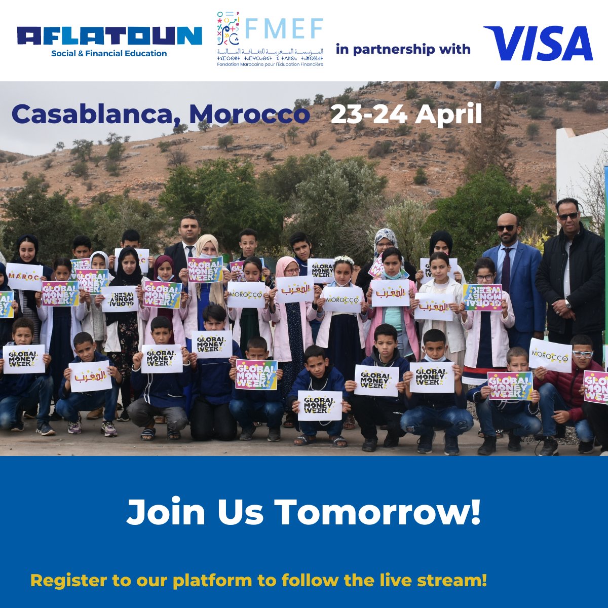 Get ready for our last Global Money Week event co-hosted by FMEF and in partnership with @Visa 

📅Tomorrow! 23-24th of April
⏲️10:30 CET
📍#Casablanca, #Morocco (In-person & Online)

Don't miss it and #JoinUs now at: lnkd.in/e7rTTAT9