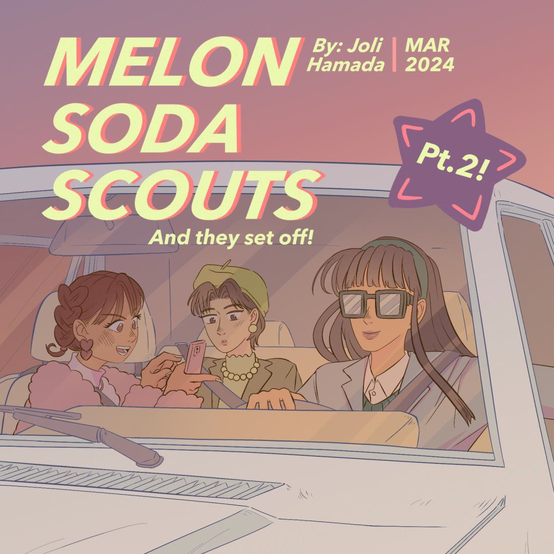 PatchworkZine's tweet photo. Here are some snapshots from our new issue: @jolihamada shares another installation of the Melon Soda Scouts.

Experience the full comic in our new issue! Link in bio.

#comics #comiczine #patchworkzine #sequentialart #melonsoda #shojo #clipstudiopaint #scadseqa https://t.co/m3xRgDJHuK