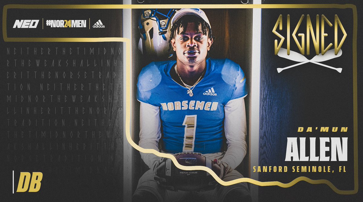 NEO Football (@norsemen_fb) on Twitter photo 🔏𝓢𝓲𝓰𝓷𝓮𝓭
Welcome to the Norsemen Family, <a href="/DamunA13/">Da’Mun (Grave Digger) Allen</a>
#NOR24MEN
#MadeOnTheBanks 🔏𝓢𝓲𝓰𝓷𝓮𝓭
Welcome to the Norsemen Family, <a href="/DamunA13/">Da’Mun (Grave Digger) Allen</a>
#NOR24MEN
#MadeOnTheBanks