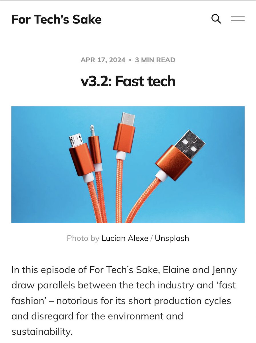 For further reading on the topic of #FastTech and where to find refurbished retailers, check out this week's show notes: for-techs-sake.ghost.io/v3-2/ #ForTechsSake #Podcast #Tech #Sustainability
