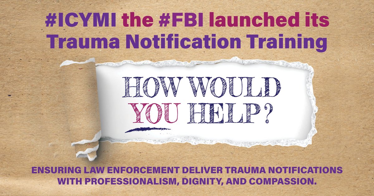 Empathy, compassion, and dignity matter. Discover how the FBI's Trauma Notification Training is helping law enforcement and victim services providers deliver death and trauma notifications to family members following a crime. fbi.gov/traumanotifica…