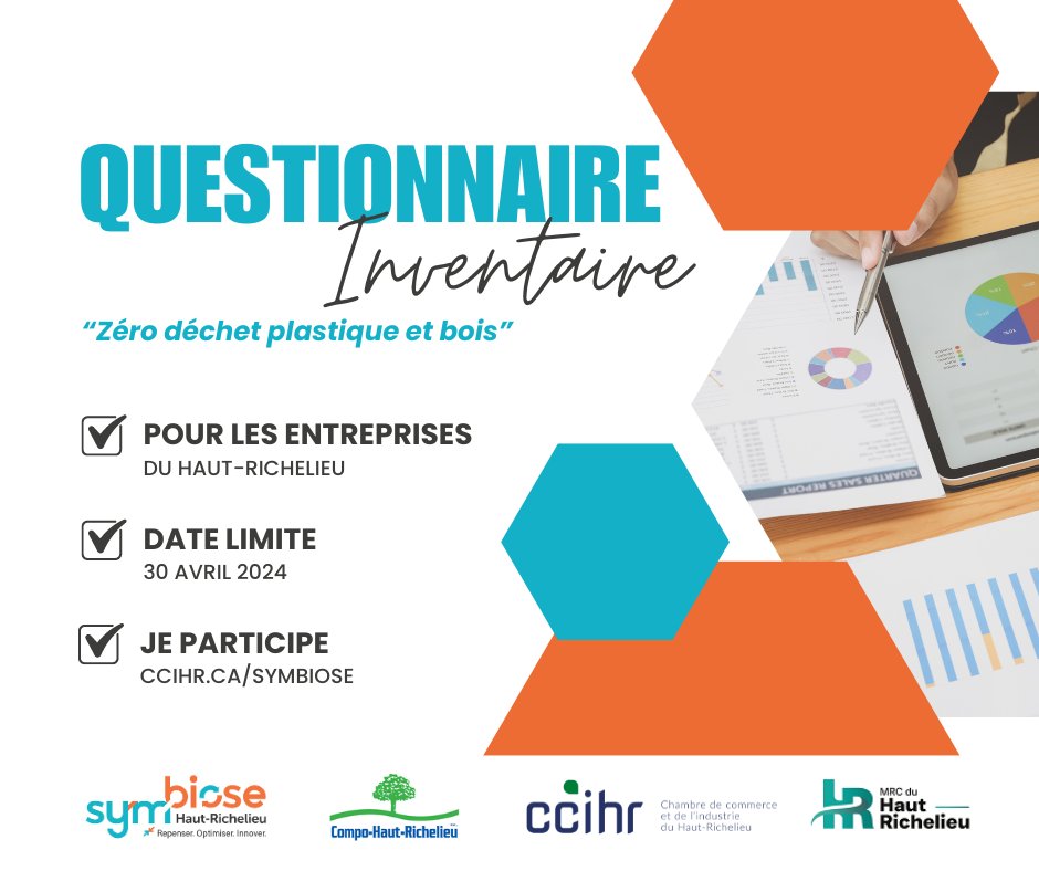Entreprise du Haut-Richelieu - Votre participation est essentielle : recensement Zéro déchet plastique et bois !
Répondez à ce court questionnaire |bit.ly/3W4rlF6 avant le 30 avril 2024 et permettez-nous de dresser un portrait de la situation actuelle
#CCIHR #SymbioseHR