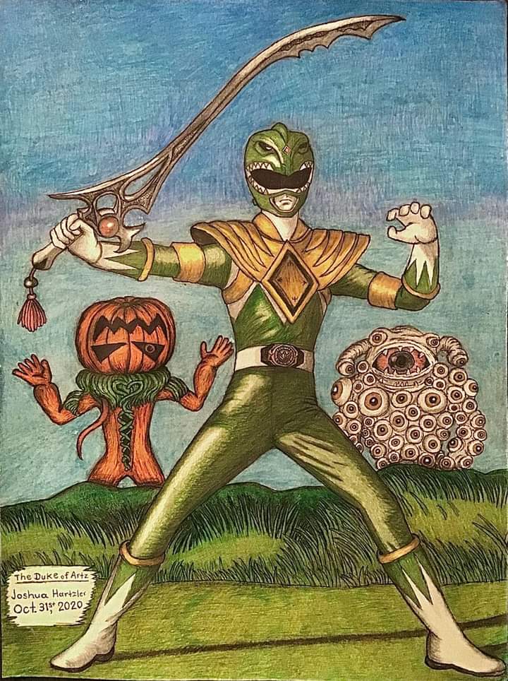 JoshuaHartzler3's tweet photo. Good morning 🌞 everyone this is #TheDukeofArtz and these are four of my BEST #traditionalmixedmedia #artillustrations of #TheGreenRanger from #MightyMorphinPowerRangers played by #JasonDavidFrank. 
He was truly a Legend &amp; a Hero from my childhood.
Once a Rager, Always a Ranger https://t.co/SHUmO7ecu4