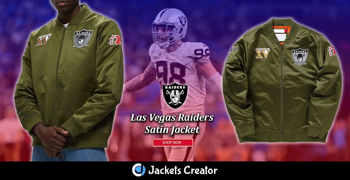 jacketscreator's tweet image. Las Vegas Raiders Green Satin Jacket.
------------------------------------
jacketscreator.com/product/las-ve…
#LasVegasRaiders #GreenBomberJacket #FullZipJacket #RaidersApparel #NFLFashion #TeamGear #SportsStyle #GameDayOutfit #FanFashion #RaidersMerch