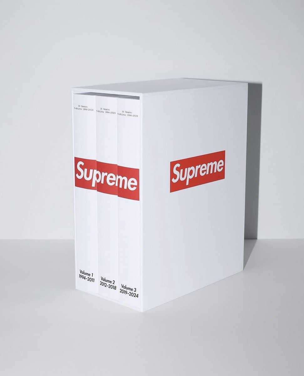 . @Supremenewyork_ is releasing a t-shirt book highlighting 30 years of its tees. 

Supreme 30 years: T-Shirts 1994-2024 Book will release April 25