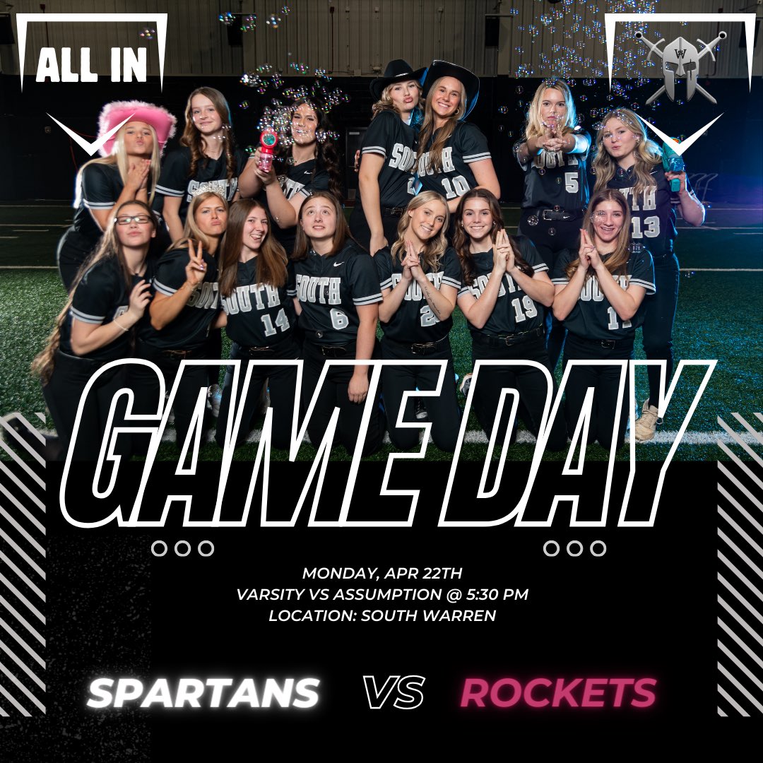 It’s going to be a GREAT night for softball! 🥎🖤⚔️ Let’s pack the house and bring a crowd as your SPARTANS will host Assumption TONIGHT @ 5:30. Hope to 👀 you there‼️ #allin
