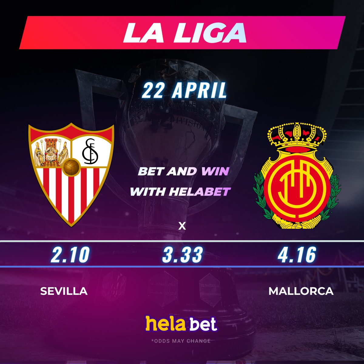 🇪🇦 La Liga match 🇪🇦 ⚽ Sevilla VS Mallorca 👉 Bet on the match in #helabet 👉 cutt.ly/UwY8h1uG #laliga #football #betting