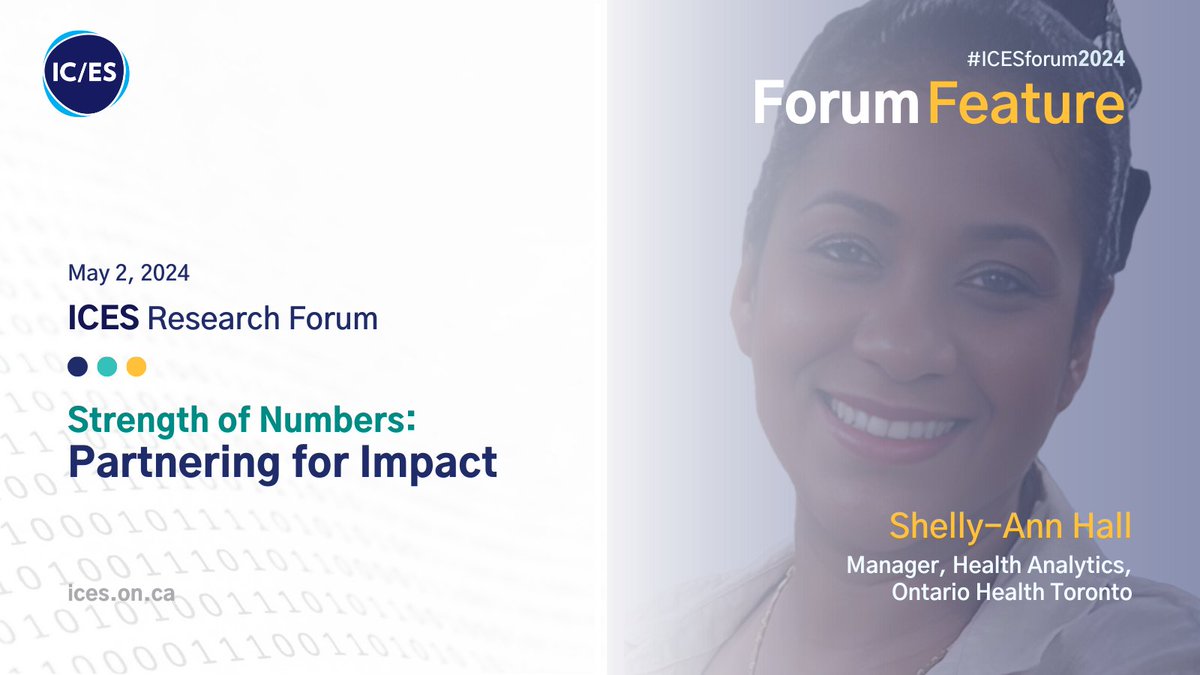 Meet the speakers that make #ICESforum2024 not only possible, but an event not to miss! Our first #ForumFeature today focuses on Shelly-Ann Hall, Manager of Health Analytics at @ON_Health_TO. Learn about her presentation this year & save your seat ices.on.ca/annual-forum/