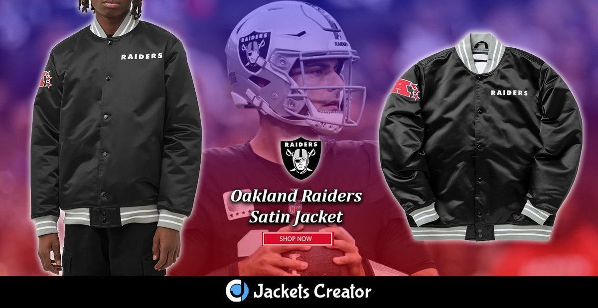jacketscreator's tweet image. Oakland Raiders Heavyweight Black Satin Jacket.
------------------------------------
jacketscreator.com/product/oaklan…
#OaklandRaiders #FullSnapJacket #VarsitySatin #HeavyweightJacket #RaidersApparel #OaklandPride #NFLFashion #GameDayGear #RaidersNation #SatinJacket