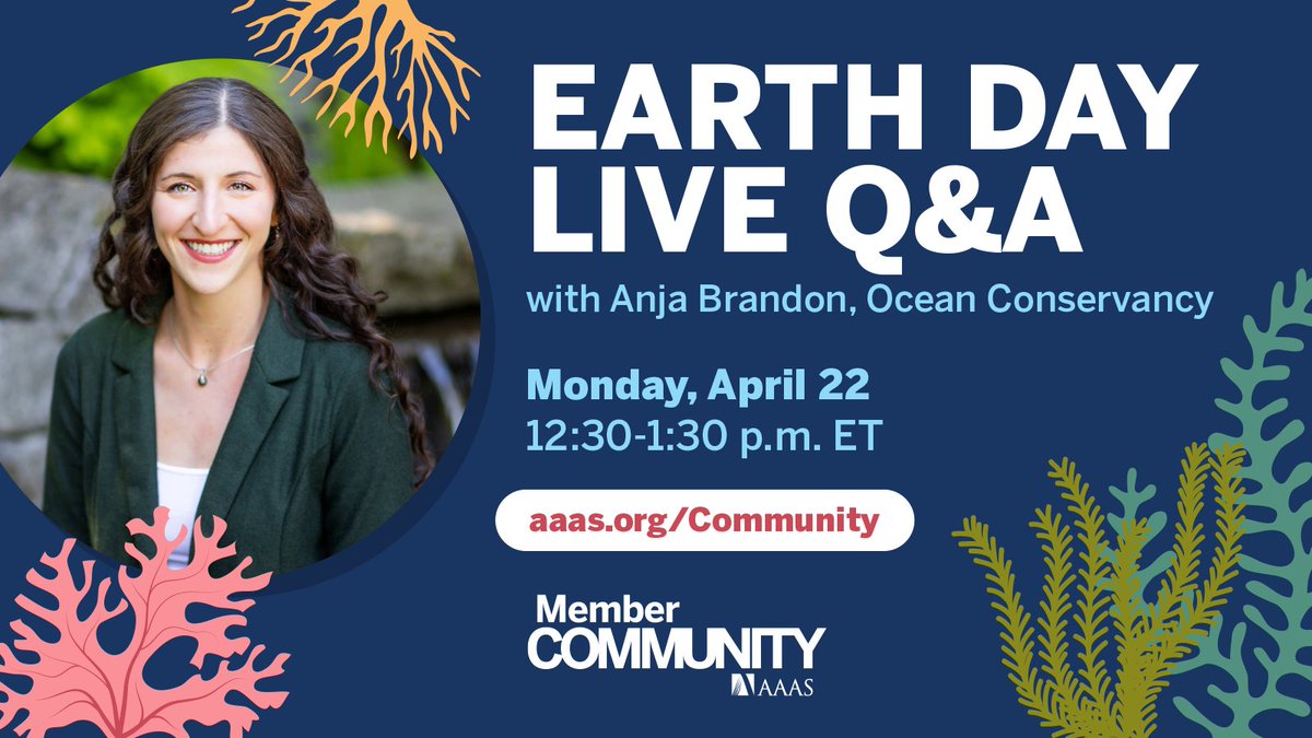Don’t miss today’s #EarthDay Live Q&A at 12:30 p.m. ET just for AAAS Members! Plastics and the environment expert @AnjaMBrandon will share useful info and take questions on protecting the environment.