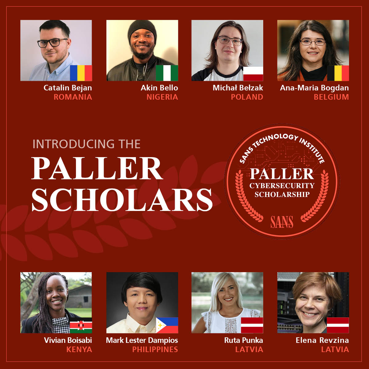 We are excited to introduce you to the first Paller Cybersecurity Scholars — each has been awarded a full scholarship to attend @SANS_EDU. Meet the Scholars: bit.ly/4cvuKCy