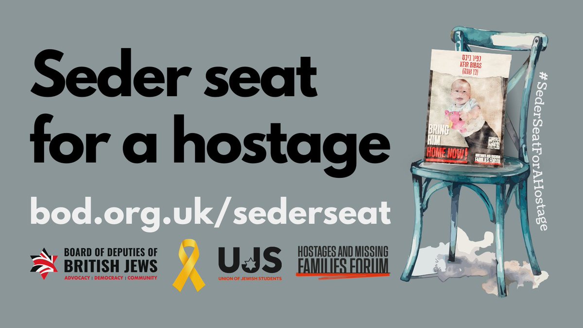 Tonight, as we sit around the Passover table celebrating our freedom, we remember the hostages still in captivity. Please consider adding a seat at your table for a hostage. bit.ly/44aU6BN