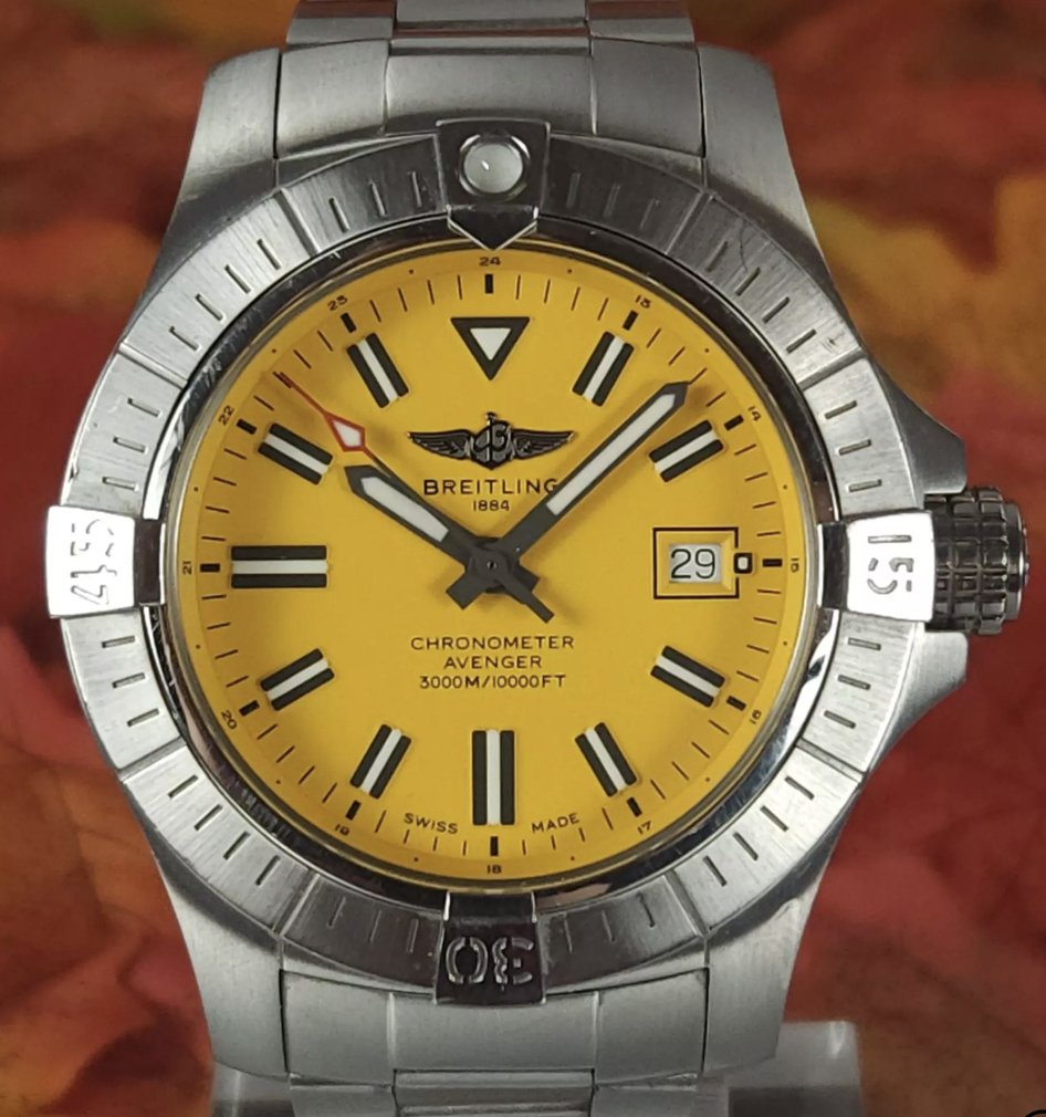 Breitling Avenger Seawolf 45mm Yellow Dial Stainless Steel Automatic A17319

For sale by @phoenixwatchvault

$3,195

#breitling #watches #valueyourwatch #watchmarketplace #luxury #luxurylife #entrereneur #luxurywatch #luxurywatches #luxurydesign #businesswatch #watchfam