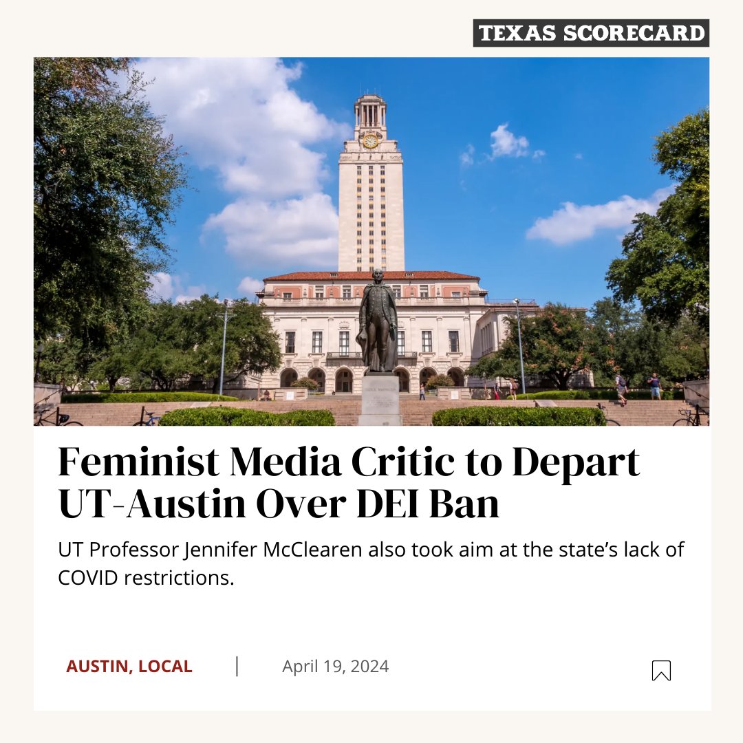As the University of Texas at Austin works to implement Texas’ new ban on Diversity, Equity, and Inclusion offices in state-funded universities, one professor isn’t sticking around to see the results. 📲Full Story: l8r.it/GSbU