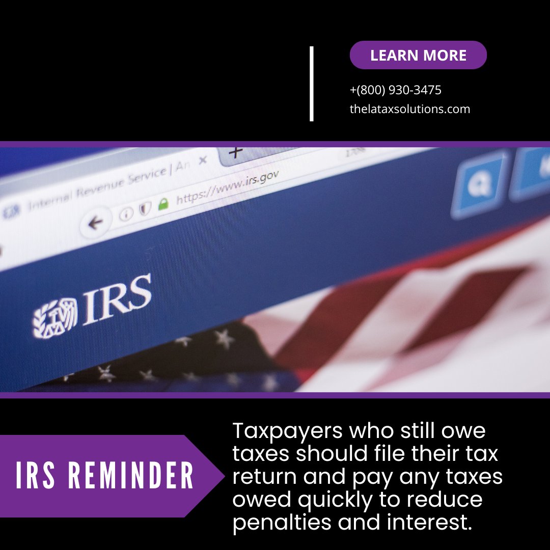 💰Until the balance is paid in full, interest and penalties accrue on taxes owed. Act fast to minimize your financial burden! ⏳💼 

#TaxOwed #Penalties #Interest #TaxReturn #TaxPreparer #TaxProfessionals #TaxHelp #TaxTips