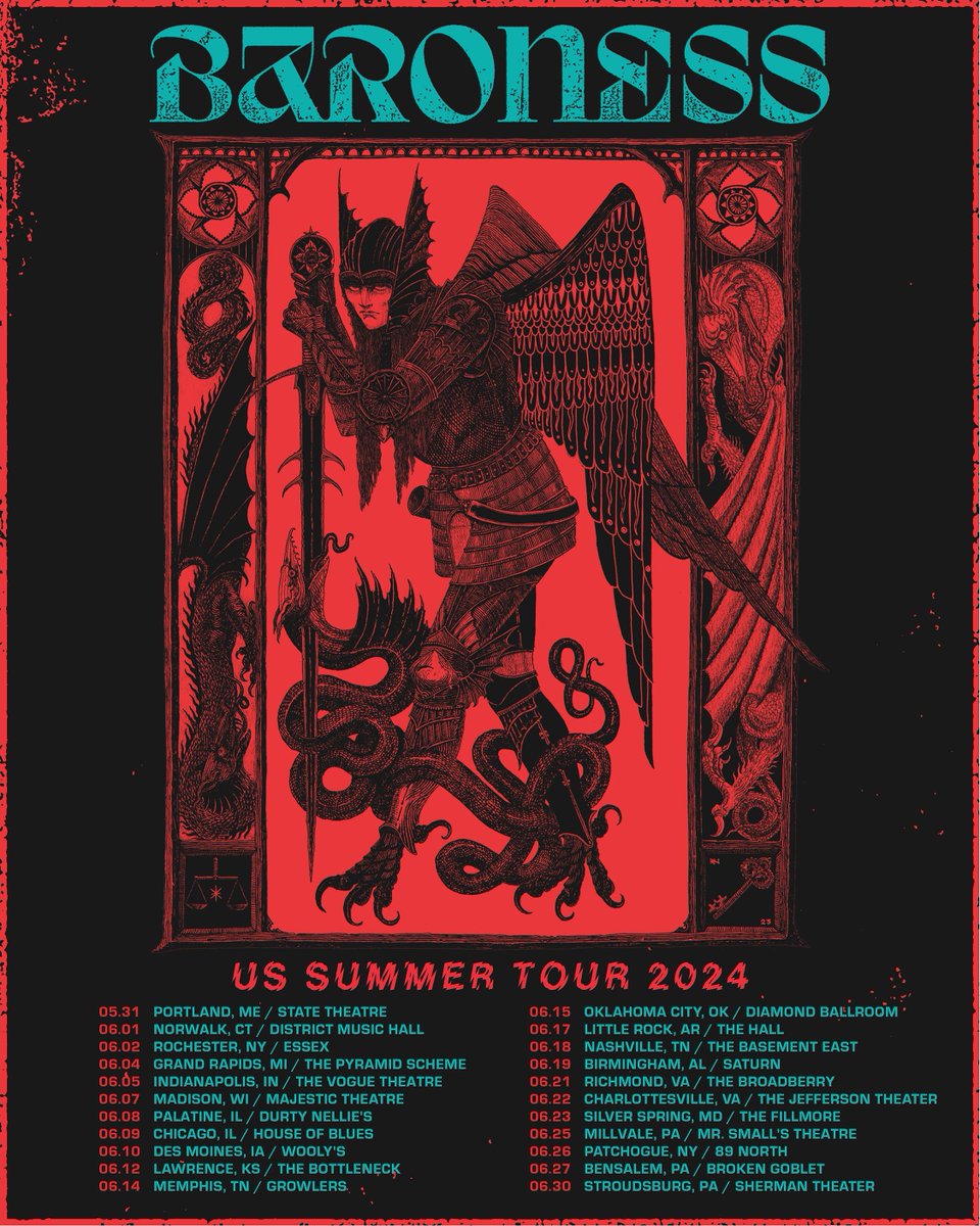 We’re excited to announce a headline tour in the US this summer! Pre-sale begins TOMORROW, April 23 at 10am local time. Details here: yourbaroness.com/us-summer-tour…