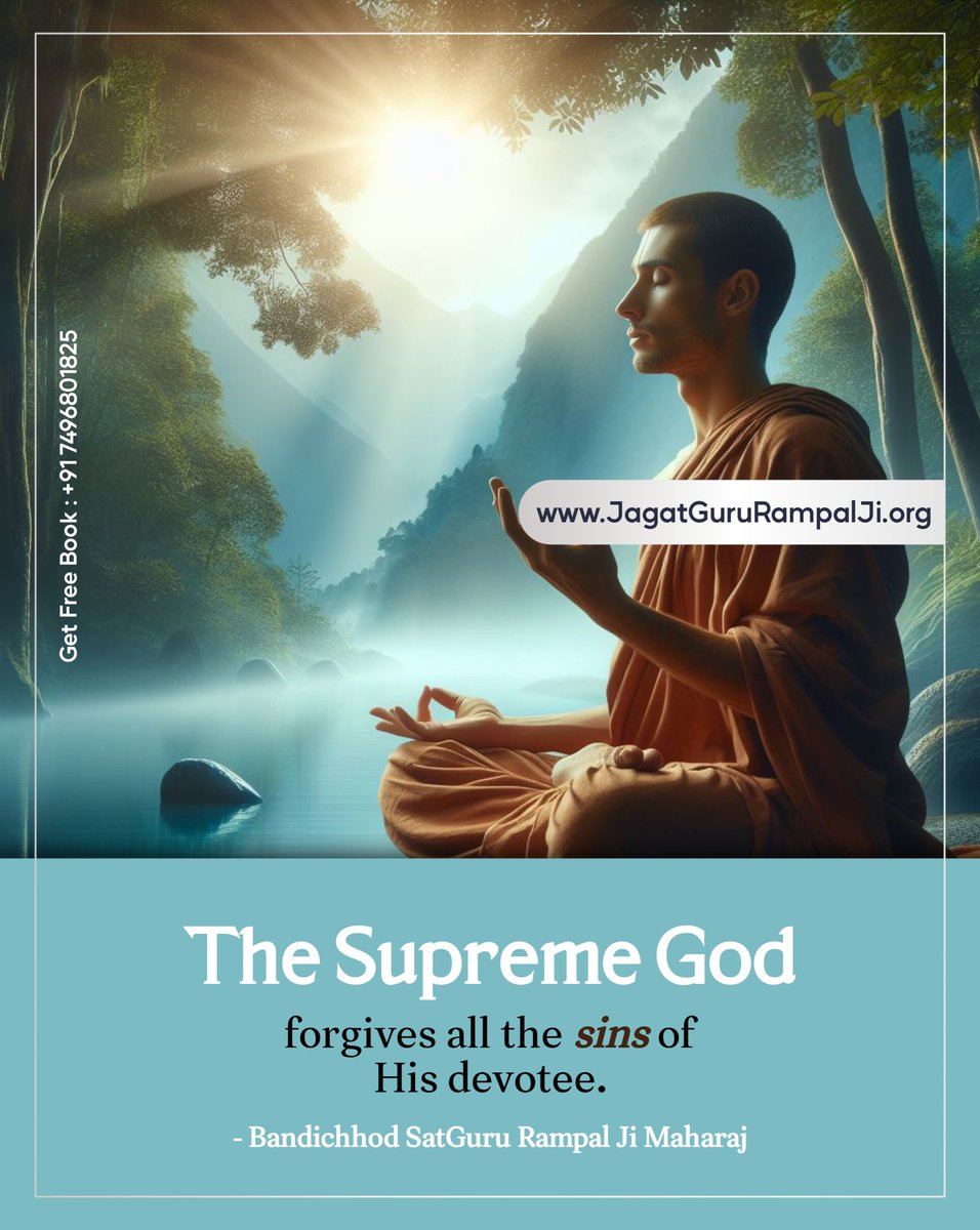 The Supreme God forgives all the sins of his devotee.. ☺ #GodNightMonday 🌃 #SaintRampalJiQuotes