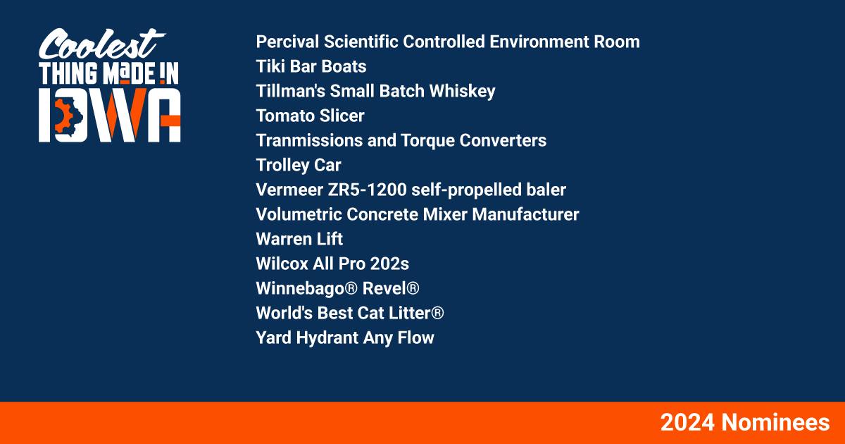 IowaABI's tweet photo. The first round of voting for the inaugural #CoolestThingIA contest is officially OPEN! 🎉
Visit https://t.co/JIB5kyQE8Z to learn about all of these cool 😎 nominees & vote for your fav. to advance to the Top 16! Voting ends 4/30.
Thank you to our sponsor, @MidWestOne Bank https://t.co/SVP3uEAkIt