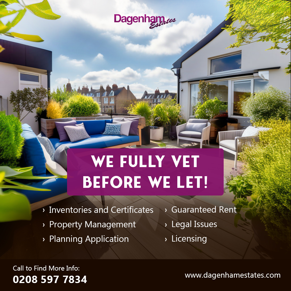 We Fully Vet, Before we Let!
Find peace of mind with our comprehensive tenant screening process.

dagenhamestates.com

#dagenhamestates #propertyinvestment #reliability #ukproperty #propertymanagement #londonproperty #rentalproperty #landlordservices #peaceofmind #tenant