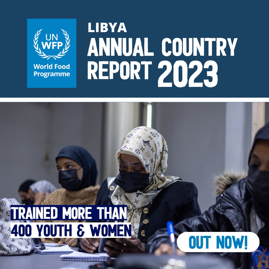 In 2023 @WFP trained more than 400 youth, nearly half of them women, through Food for Training and entrepreneurship programmes 🚀 🔗📑learn more in the WFP Libya 2023 Annual Country Report ⬇️ libya.un.org/en/266078-worl…