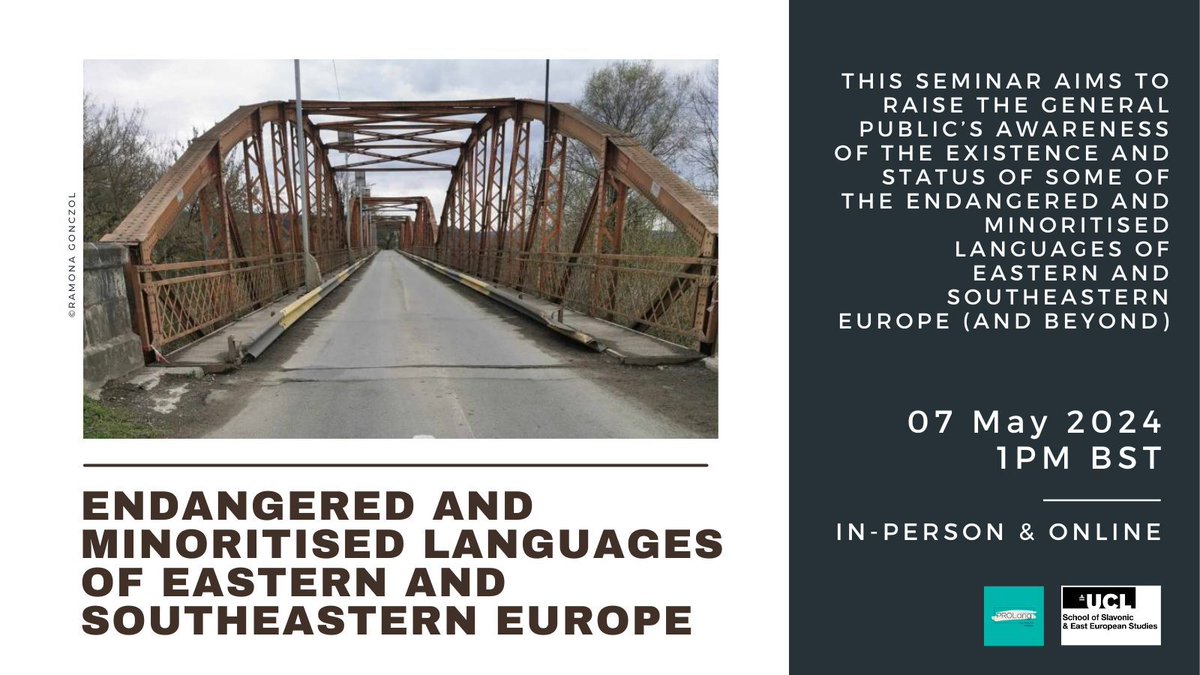 We are pleased to invite you to the next #PROLang event, which will look into the endangered and minoritised languages of Eastern and Southeastern Europe (and beyond). You can join us in-person or online. 🗓️ 07 May at 1pm ➡️ buff.ly/4aAUH29