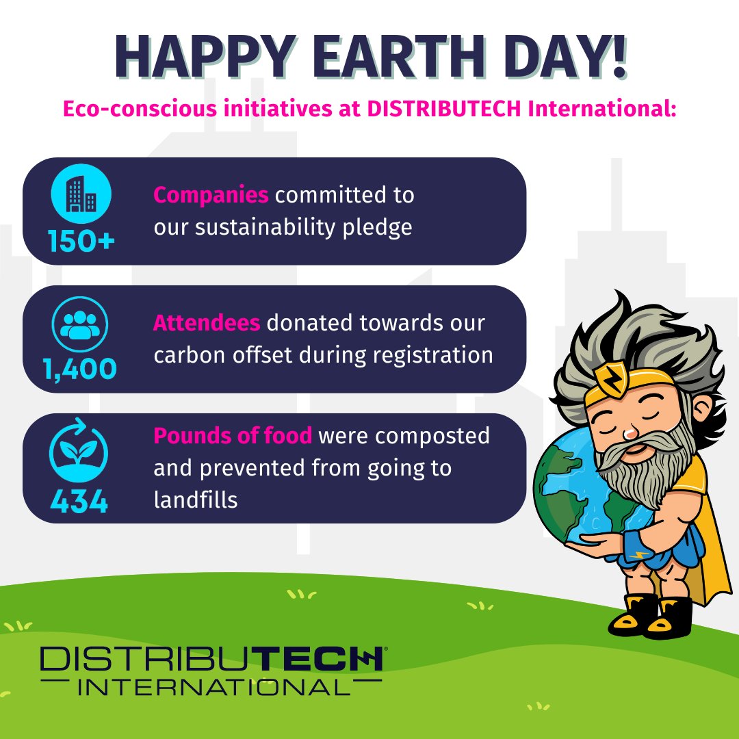 🌍 Happy Earth Day! We're committed to making a positive impact on our planet. 🌿 Thank you for being an integral part of our sustainability journey. Together, let's continue to innovate for a greener tomorrow! Learn more about DISTRIBUTECH's values here: ow.ly/jXaw50RihBR