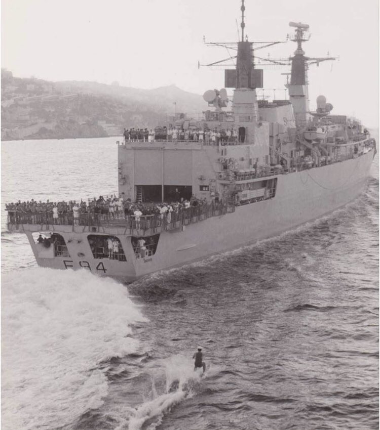 Waterskiing behind one of our type 22s